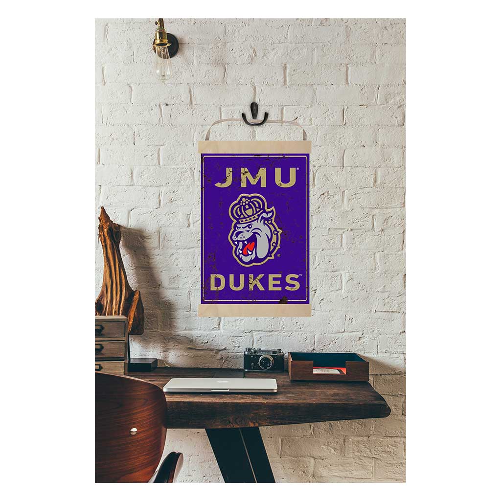 Reversible Banner Sign Faux Rusted James Madison Dukes