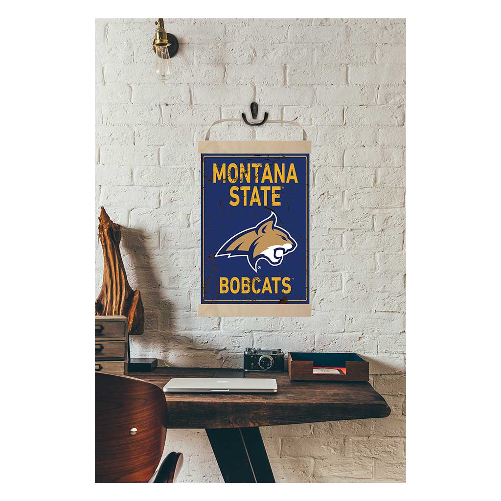 Reversible Banner Sign Faux Rusted Montana State Fighting Bobcats