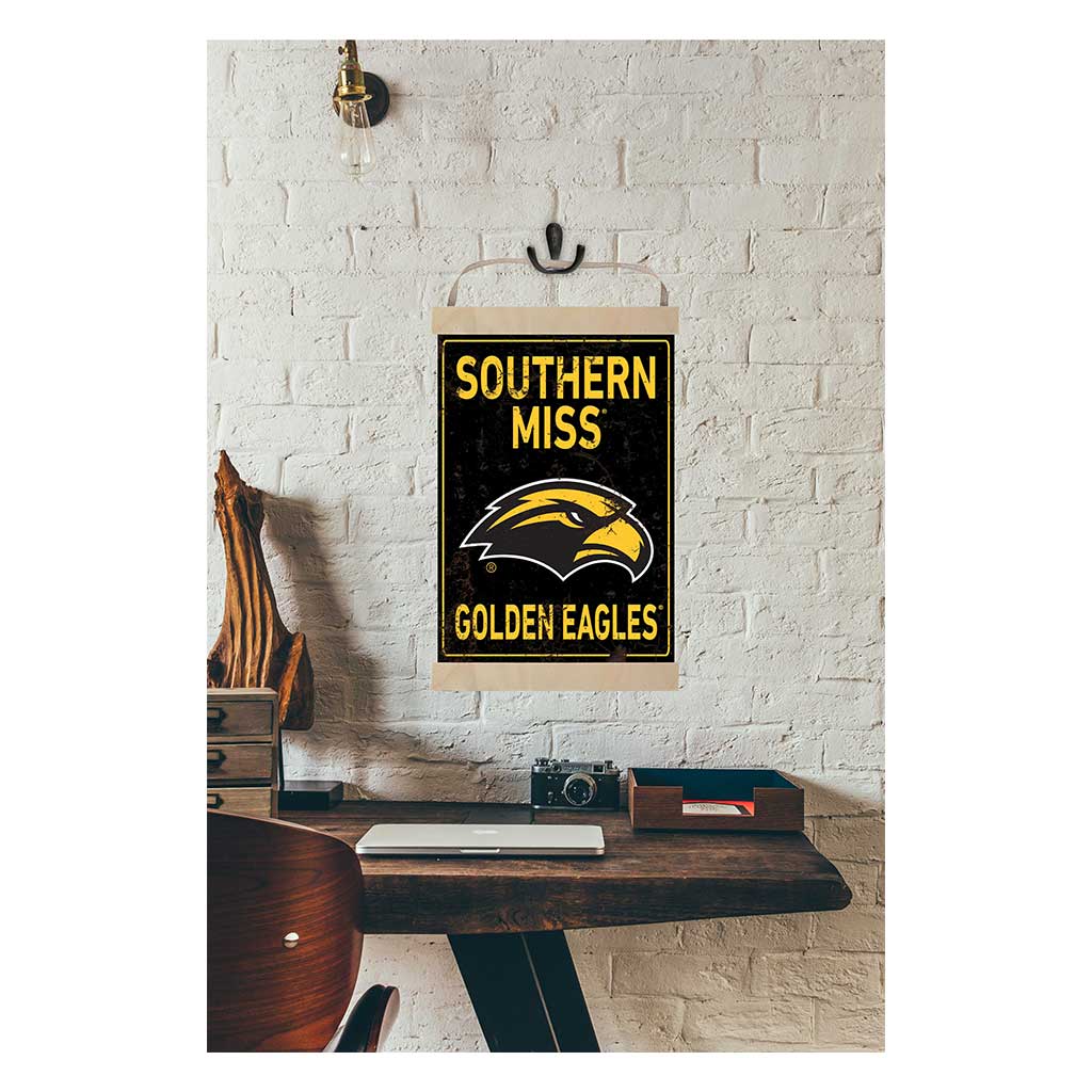 Reversible Banner Sign Faux Rusted Southern Mississippi Golden Eagles