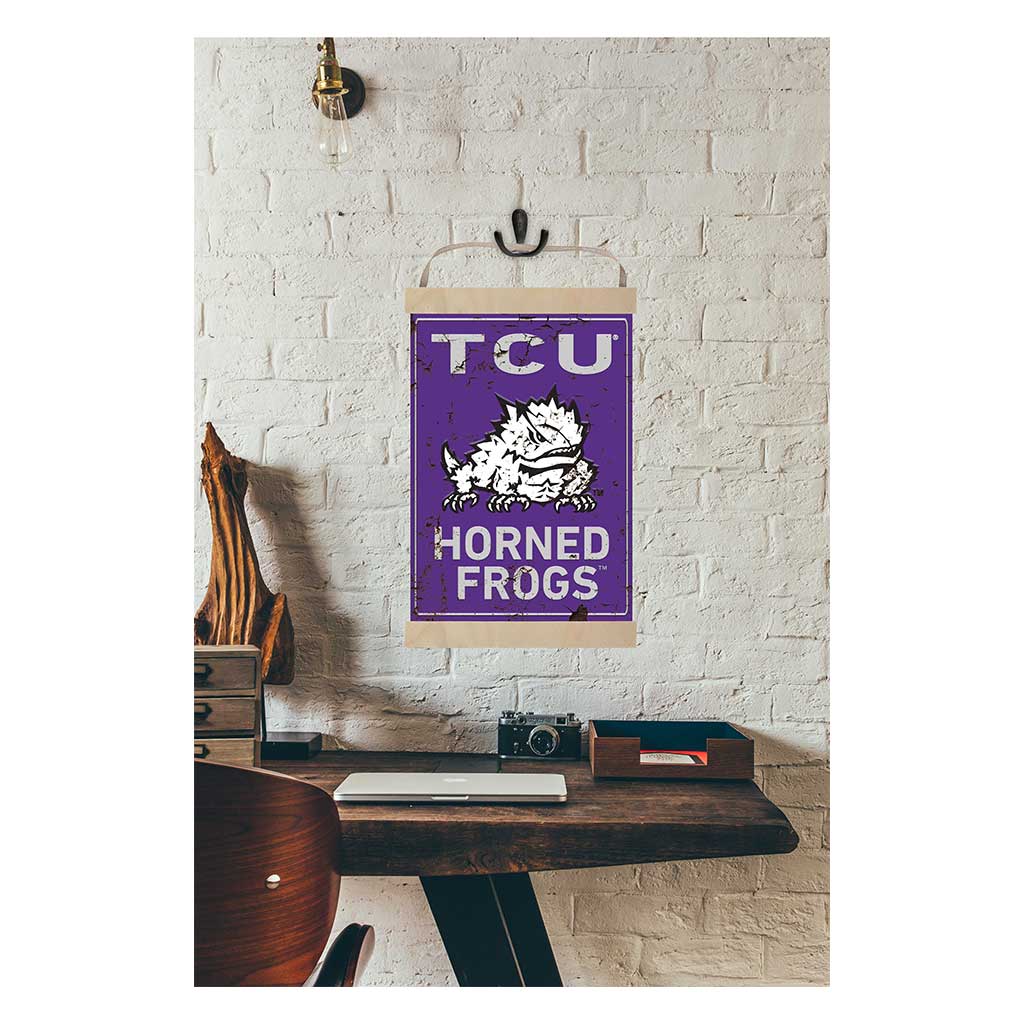 Reversible Banner Sign Faux Rusted Texas Christian Horned Frogs