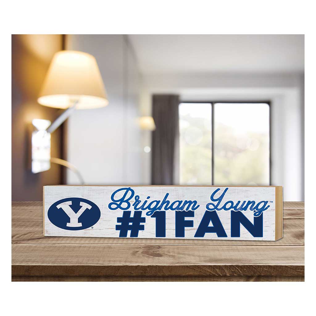 3x13 Block Weathered #1 Fan Brigham Young Cougars